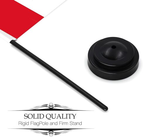 Peru Deluxe Desk Flag Set - 6 x 4 Inch Miniature Peruvian PE Desktop Flag with 12" Solid Pole - Vivid Color and Fade Resistant - Black Base and Spear Top in Saudi Arabia