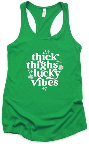 Thick Thighs and Lucky Vibes St. Patricks Day Workout Tank Top for Women in Kuwait