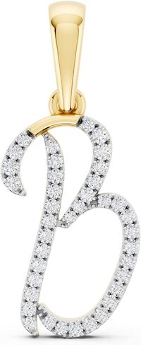 Dazzlingrock Collection 10K Yellow Gold Round Natural White Diamond B Initial Letter Pendant for Her 1/10 Cttw in Saudi Arabia
