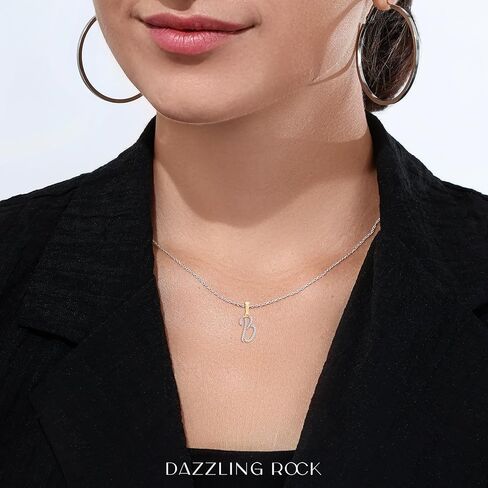 Dazzlingrock Collection 10K Yellow Gold Round Natural White Diamond B Initial Letter Pendant for Her 1/10 Cttw in Saudi Arabia