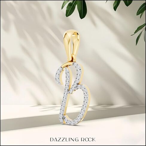 Dazzlingrock Collection 10K Yellow Gold Round Natural White Diamond B Initial Letter Pendant for Her 1/10 Cttw in Saudi Arabia