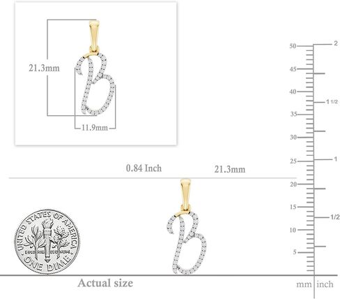 Dazzlingrock Collection 10K Yellow Gold Round Natural White Diamond B Initial Letter Pendant for Her 1/10 Cttw in Saudi Arabia