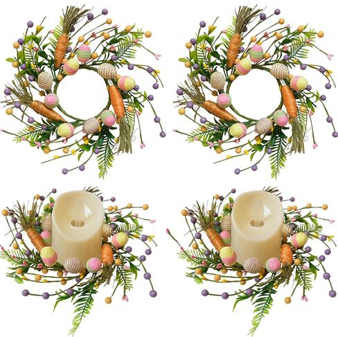 Easter Wreaths for Front Door, 22 inch Easter Door Wreath Decorations with Eggs Berry, Artificial Spring Wreath with Carrot for Home Wall Window Farmhouse Outdoor Decor in Saudi Arabia