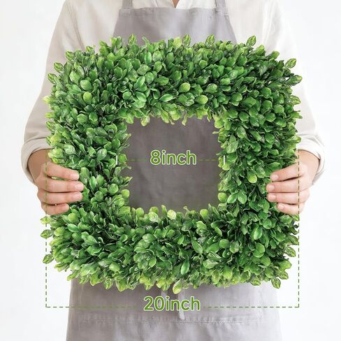 20 Inch Large Boxwood Wreath, Spring Summer Artificial Green Wreaths for Front Door Farmhous Wedding Window Hanging Wall All Year Round Indoor & Outdoor St Patrick's Day Decor in Saudi Arabia