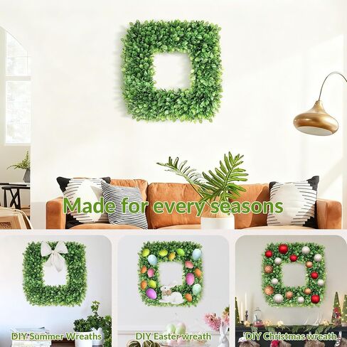 20 Inch Large Boxwood Wreath, Spring Summer Artificial Green Wreaths for Front Door Farmhous Wedding Window Hanging Wall All Year Round Indoor & Outdoor St Patrick's Day Decor in Saudi Arabia