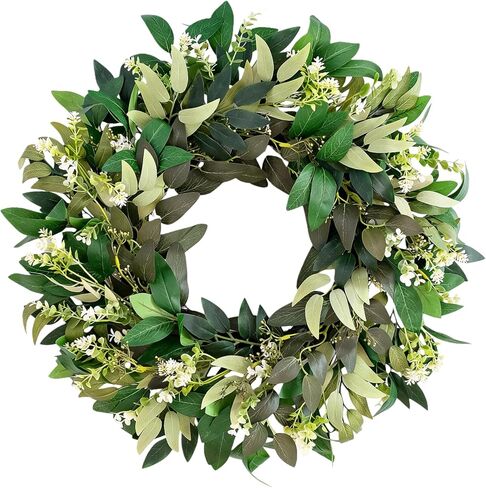24 Inch Wreath for Front Door ，Porch, Window - Green Decor for Home, Farmhouse - Spring, Summer, Fall, All Seasons(Green) in Saudi Arabia