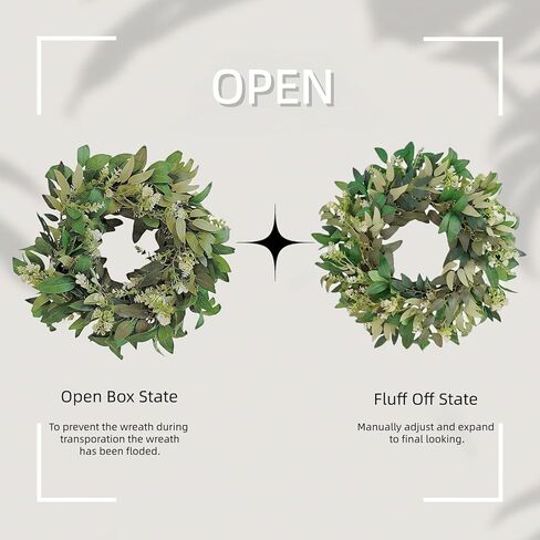 24 Inch Wreath for Front Door ，Porch, Window - Green Decor for Home, Farmhouse - Spring, Summer, Fall, All Seasons(Green) in Saudi Arabia