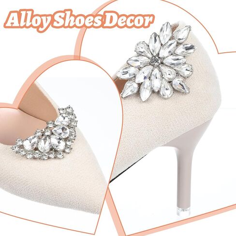 4Pcs Rhinestone Shoe Clips, Detachable Crystal Shoe Buckle Jewelry for Women Dress Shoes Shoes Jewelry Decoration Elegant Shoe Accessories for Bridal Wedding Party in Saudi Arabia