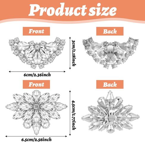 4Pcs Rhinestone Shoe Clips, Detachable Crystal Shoe Buckle Jewelry for Women Dress Shoes Shoes Jewelry Decoration Elegant Shoe Accessories for Bridal Wedding Party in Saudi Arabia