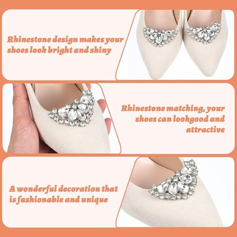 4Pcs Rhinestone Shoe Clips, Detachable Crystal Shoe Buckle Jewelry for Women Dress Shoes Shoes Jewelry Decoration Elegant Shoe Accessories for Bridal Wedding Party in Saudi Arabia