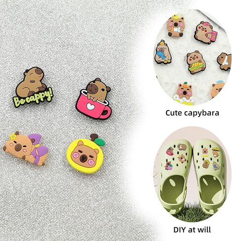 20 Pcs Capybara Shoe Charms Kit for Boys Girls,PVC Capybara Beach Shoe Accessories Cute Capy with Strawberry Watermelons Doughnut Decoration Charm Pins for Kids Shoes Bracelet Wristband Decor in Saudi Arabia