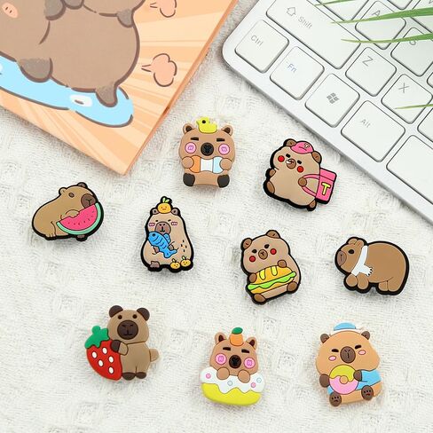 20 Pcs Capybara Shoe Charms Kit for Boys Girls,PVC Capybara Beach Shoe Accessories Cute Capy with Strawberry Watermelons Doughnut Decoration Charm Pins for Kids Shoes Bracelet Wristband Decor in Saudi Arabia
