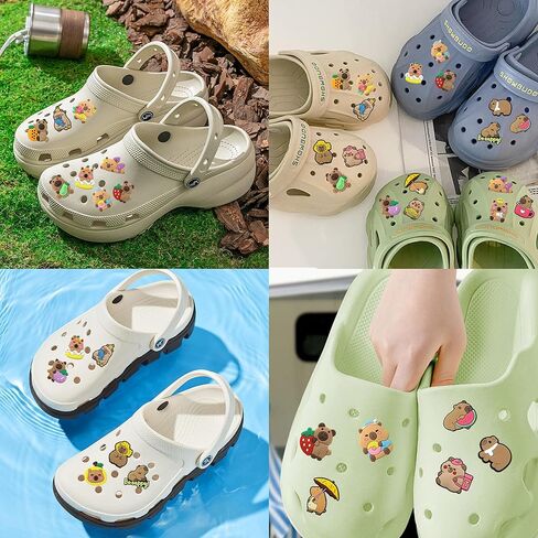 20 Pcs Capybara Shoe Charms Kit for Boys Girls,PVC Capybara Beach Shoe Accessories Cute Capy with Strawberry Watermelons Doughnut Decoration Charm Pins for Kids Shoes Bracelet Wristband Decor in Saudi Arabia