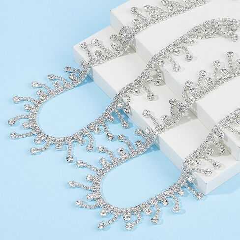 2pcs Bling Jewelry Shoe Charms 16.54 inch Alloy Rhinestones Shoe Chains Platinum Tassel Bling Shoe Accessories Crystal Shoelace Chain for Clog Sandals Shoes Decoration Accessories in Saudi Arabia