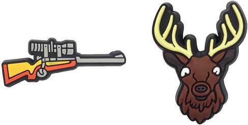 Boys Shoe Decoration Charms Hunting Shoes Charms Set - Animal Gun Deer Duck Fishing Dad Charm Set PVC Decoration Gift for Boys Kids in Kuwait