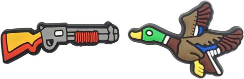 Boys Shoe Decoration Charms Hunting Shoes Charms Set - Animal Gun Deer Duck Fishing Dad Charm Set PVC Decoration Gift for Boys Kids in Kuwait
