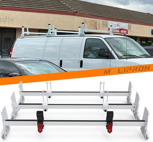 MELIPRON Universal Van Roof Ladder Rack Fit for Chevy Express 1500 2500 3500 Ford Econoline GMC Savana Rain Gutter Mount Rack in Kuwait