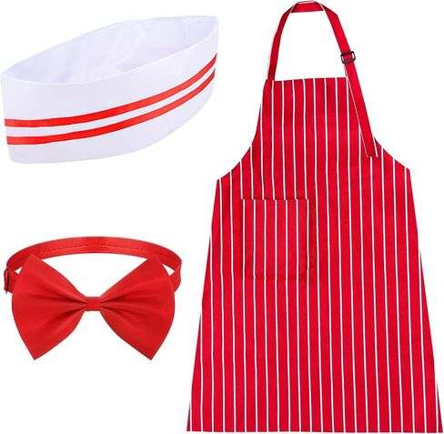 طقم زي النادل، زي صودا جيرك مع مريلة مخططة باللونين الأحمر والأبيض في الخمسينيات من القرن العشرين للرجال والنساء في فيلم ليلة الهالوين in Kuwait