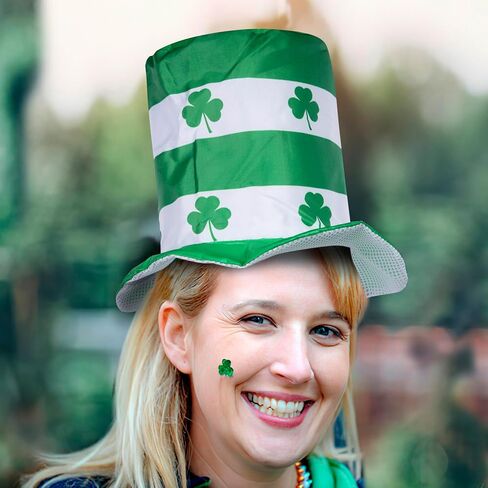 St.Patrick's Day Shamrock Clover Hat,Irish Green Top Hat,Costume Accessories Leprechaun Hat For Men Women in Kuwait