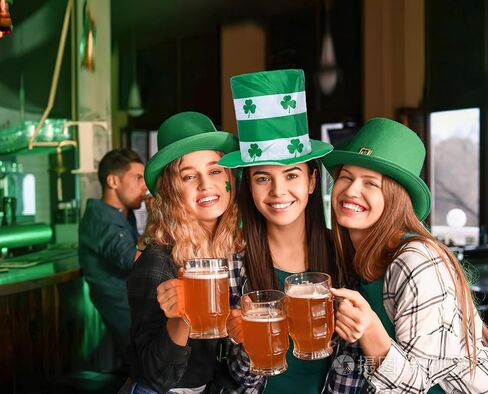 St.Patrick's Day Shamrock Clover Hat,Irish Green Top Hat,Costume Accessories Leprechaun Hat For Men Women in Kuwait