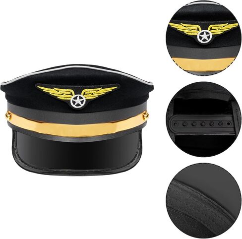HOVEOX 7 Pieces Airline Pilot Captain Costume Pilot Costume Accessories Hat Sunglasses for Men Halloween Cosplay in Saudi Arabia