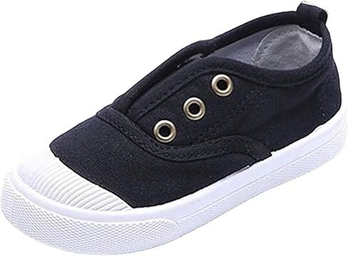 WUIWUIYU Kids Canvas Sneakers Slip-on Comfortable Lightweight Skin-Friendly Causal Running Tennis Shoes Plisolls for Boys Girls in Saudi Arabia