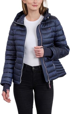 Tommy Hilfiger womens Puffer Jacket, Lightweight Packable Jacket With Hood & Bag in Saudi Arabia