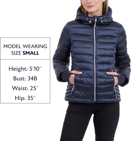 Tommy Hilfiger womens Puffer Jacket, Lightweight Packable Jacket With Hood & Bag in Saudi Arabia