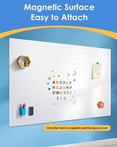 MaxGear 72"x48" Magnetic Whiteboard Sticker for Wall – Self-Adhesive Dry Erase Board with Markers, Magnets, Holder & Eraser – Flexible PET Surface, Easy to Install, for Home Office School in Saudi Arabia