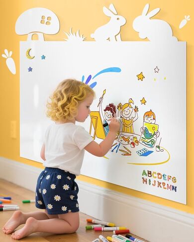 MaxGear 72"x48" Magnetic Whiteboard Sticker for Wall – Self-Adhesive Dry Erase Board with Markers, Magnets, Holder & Eraser – Flexible PET Surface, Easy to Install, for Home Office School in Saudi Arabia
