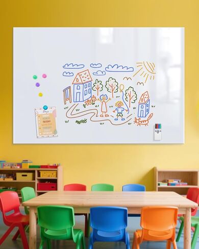 MaxGear 72"x48" Magnetic Whiteboard Sticker for Wall – Self-Adhesive Dry Erase Board with Markers, Magnets, Holder & Eraser – Flexible PET Surface, Easy to Install, for Home Office School in Saudi Arabia
