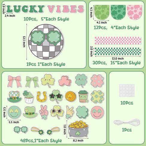 112Pcs St. Patrick’s Day Bulletin Board Classroom Decoration Lucky Vibe Cutouts Shamrock Clover Gold Coin Sticker Name Tags School Home Party Supplies Classroom Chalkboard Wall Door Decor in Saudi Arabia