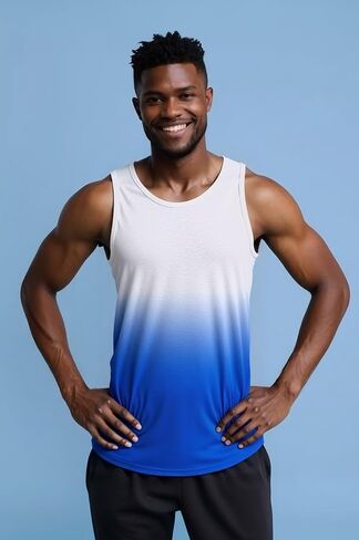 Men's Gradient Sleeveless Tank Top, Quick - Dry Ice Silk Vest in Saudi Arabia