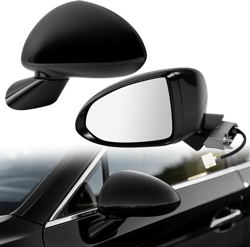 Left Driver Side Mirror Compatible With Hyundai Sonata 2015 2016 2017 2018 2019, W/Power Glass/Heated/Manual Folding, Replace HY1320203,87610-C2000 White, 5Pins in Kuwait