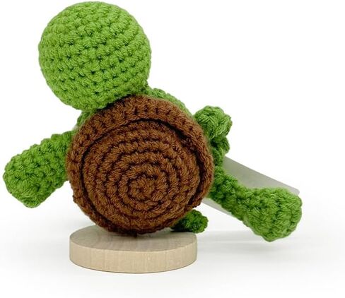 Don’t Let The Hard Days Win Crochet Turtle with Removable Quote Card, Magnetic Hands & Wooden Stand, Handmade Mini Desk Decor, Encouragement Gift for Sobriety Recovery Tough Times in Saudi Arabia