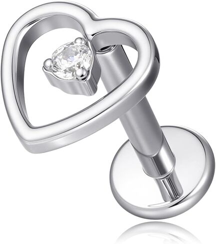 1 Piece Tragus Piercing Labret Lip Piercings 16G ASTM F136 Titanium Silvery Heart Ear Cartilage Helix Tragus Lip Stud Body Jewelry in Saudi Arabia