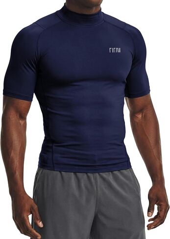 Men's Short Sleeve Compression Shirts Mock Neck Workout T-Shirt Athletic Gym Base Layer in Saudi Arabia