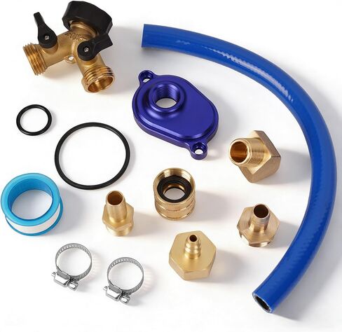 6.0L Oil Cooler Flush Kit With "T" Port and Aluminum Anodize Adapter Compatible with 2003-2010 Ford Replacement for VT365 VT275 in Kuwait