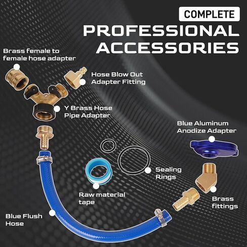 6.0L Oil Cooler Flush Kit With "T" Port and Aluminum Anodize Adapter Compatible with 2003-2010 Ford Replacement for VT365 VT275 in Kuwait