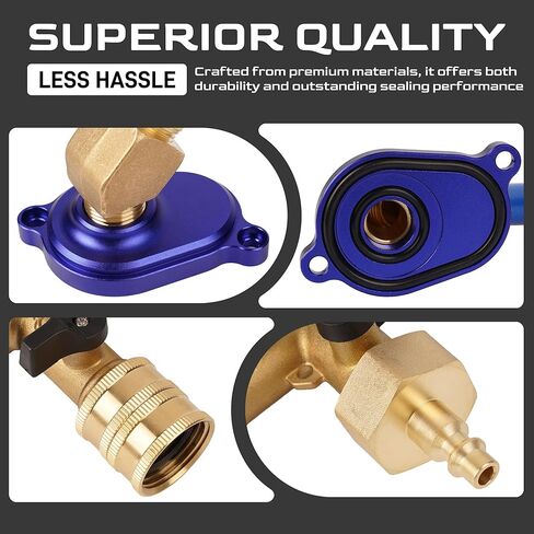 6.0L Oil Cooler Flush Kit With "T" Port and Aluminum Anodize Adapter Compatible with 2003-2010 Ford Replacement for VT365 VT275 in Kuwait