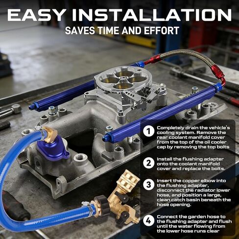 6.0L Oil Cooler Flush Kit With "T" Port and Aluminum Anodize Adapter Compatible with 2003-2010 Ford Replacement for VT365 VT275 in Kuwait