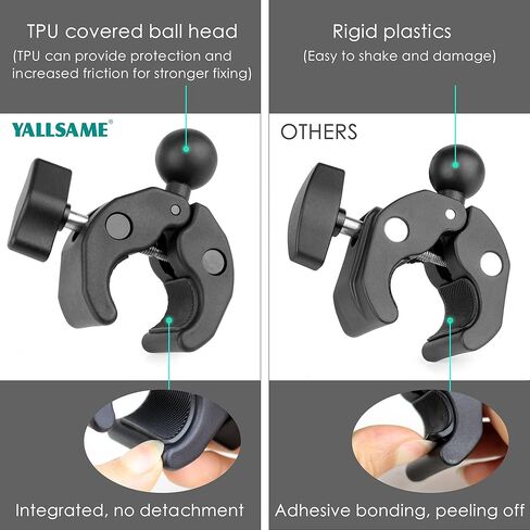 1'' Ball Clamp Mount Base with Tough-Claw for Handlebar Rail 0.8'' to 1.97'' in Diameter, 1'' Ball Adapter for RAM Mounts B Size Double Socket Arm & Bike/Motorcycle/Phone Holder in Saudi Arabia