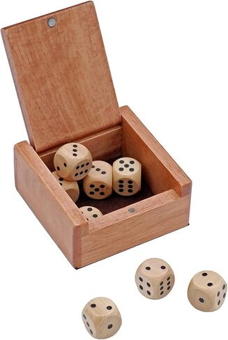 WE Games Wooden Dice Box and 8 Wooden Dice in Kuwait