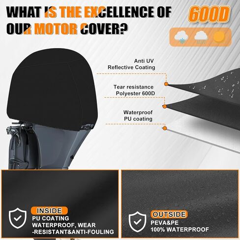 Outboard Motor Cover Compatible with Yamaha F75 F80 F90 F100 F115 F115B 4-Stroke, Heavy Duty Waterproof 600D Oxford Fabric Outboard Engine Cover in Saudi Arabia