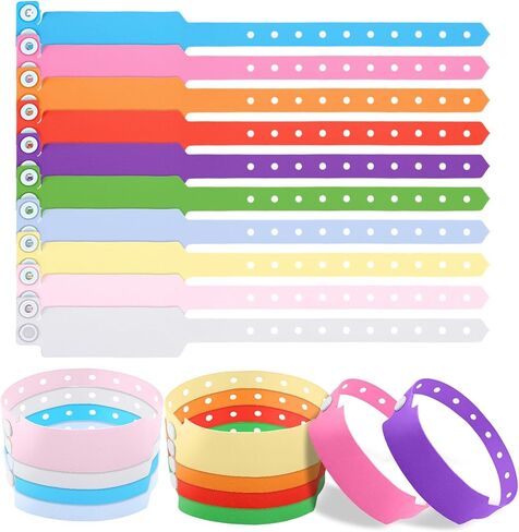 60 Pcs Plastic Event Wristbands 10 Colors Plastic Wristbands Vinyl Colored Bracelet Wristband Extended Wear Arm Band for Nightclubs Bars Park Events Concerts Carnivals Weeding in Saudi Arabia
