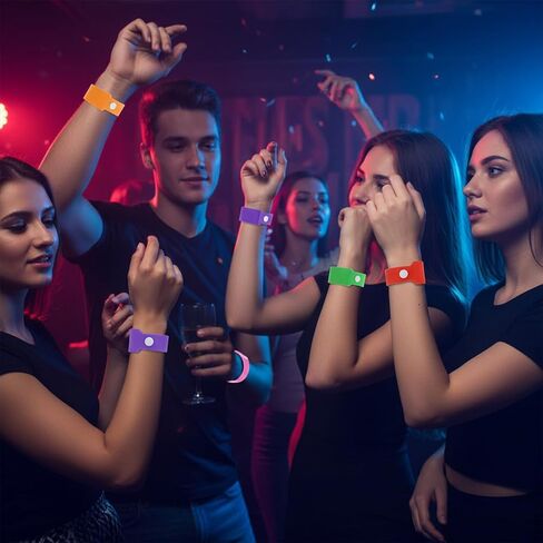 60 Pcs Plastic Event Wristbands 10 Colors Plastic Wristbands Vinyl Colored Bracelet Wristband Extended Wear Arm Band for Nightclubs Bars Park Events Concerts Carnivals Weeding in Saudi Arabia