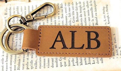 Custom Text Leather Keychain, Bronze Key Ring and Clip, Personalized Leather Key Chain, Brown Option in Kuwait