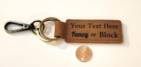Custom Text Leather Keychain, Bronze Key Ring and Clip, Personalized Leather Key Chain, Brown Option in Kuwait