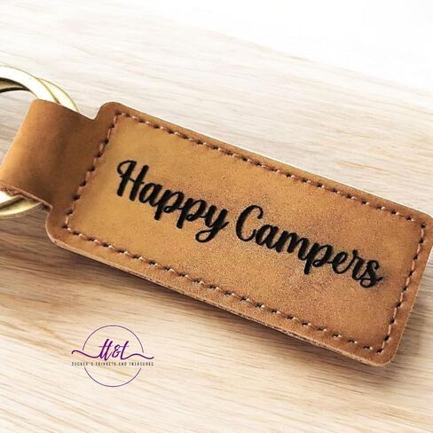 Custom Text Leather Keychain, Bronze Key Ring and Clip, Personalized Leather Key Chain, Brown Option in Kuwait