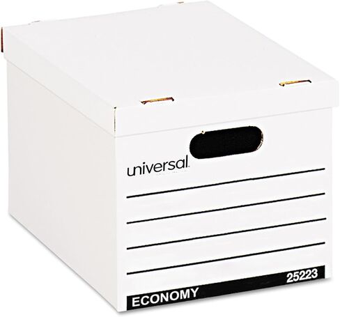 Universal 9523001 12 بوصة × 15 بوصة × 10 بوصة صناديق تخزين السجلات الاقتصادية الأساسية للرسائل/الملفات القانونية - أبيض (10/كرتون) in Saudi Arabia